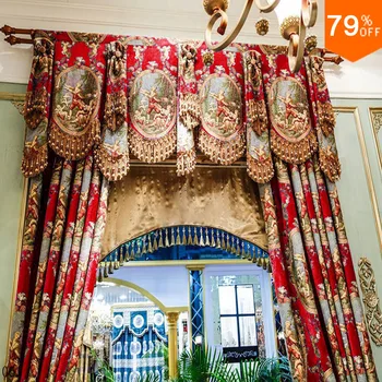 

Tende perde Luxury Big Red Thick curtain decoration curtains for bedroom Palace Villa Drape curtain decorations Bride curtains