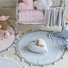 D120cm хлопок детский игровой коврик круглый ковер с шариками вокруг Детские игрушки Детские Подставки для фотографий в детской комнате декоративный коврик WD003