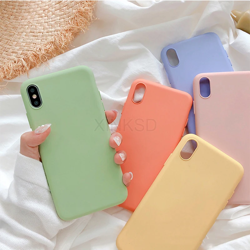 

Candy Color Phone Case For iPhone SE 5 5s 7 8 6S 6 7 8 Plus Phone Cases For iphone XS MAX XR X Case soft TPU Silicone Cute Cover
