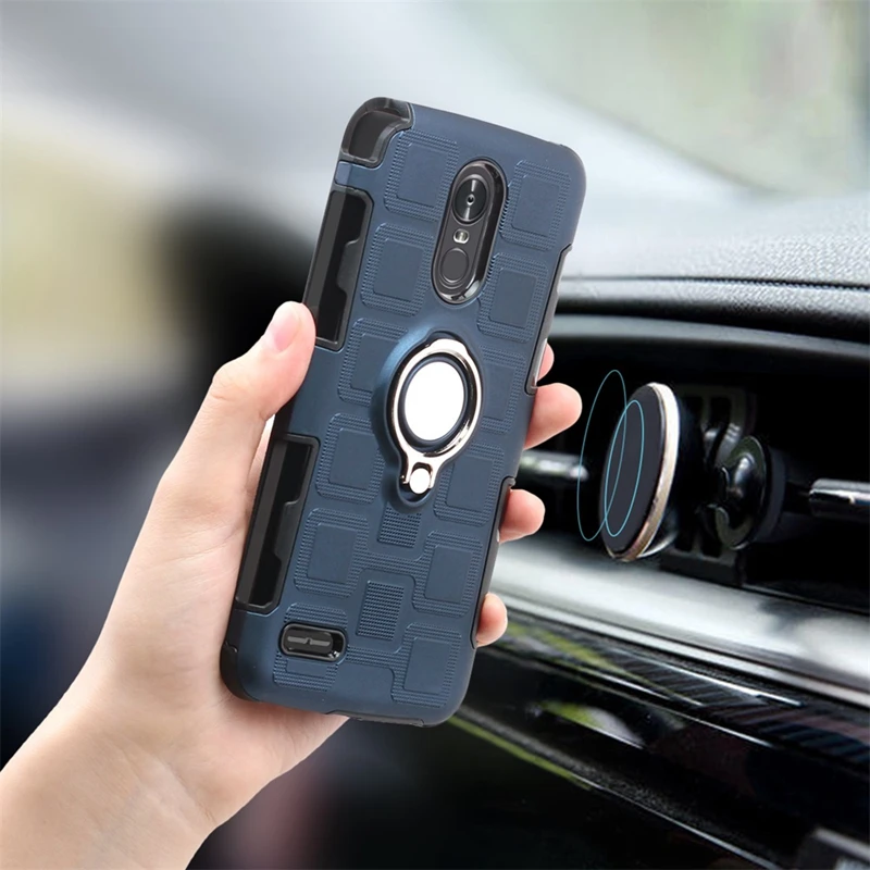 

Dual Layer Hybrid Armor For LG Stylus 3 / Stylo 3 / K10 Pro Case With Finger Ring Magnetic Car Holder Cover For LG Stylus 3 Case