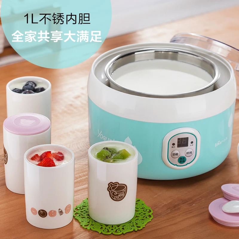 Медведь Электрический автоматический изготовитель йогурта машина 20 Вт 4 керамические чашки нержавеющая сталь машина-производитель Натто кухонная техника