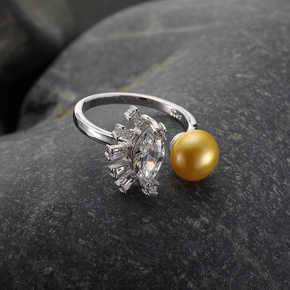 Фейге Pearl Ring высокое качество AAA Цирконий 925 sterling Серебряные кольца для Для женщин