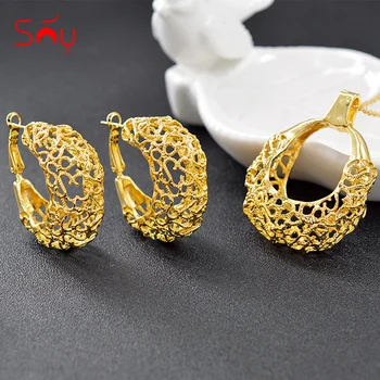 

Sunny Jewelry Hot Selling Jewelry Set Big Jewelry Findings For Women Necklace Earrings Pendant Geometric Jewelry For Anniversary