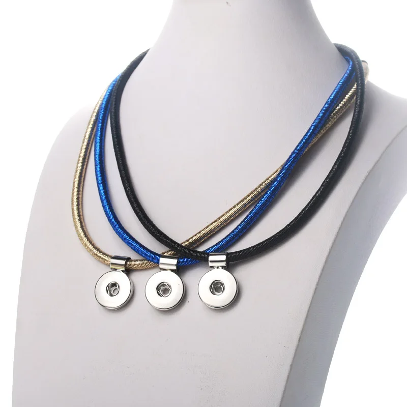 

New fashion Charm Rope chain necklace Snap Button Pendant Necklace Fit 18mm Buttons Women jewelry Wholesale jewelry