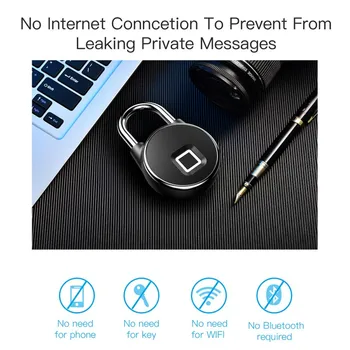 

P22 Zinc Mini Alloy Fingerprint Lock Electronic Intelligent Padlock Household Locker Warehouse Anti-theft Lock for Car