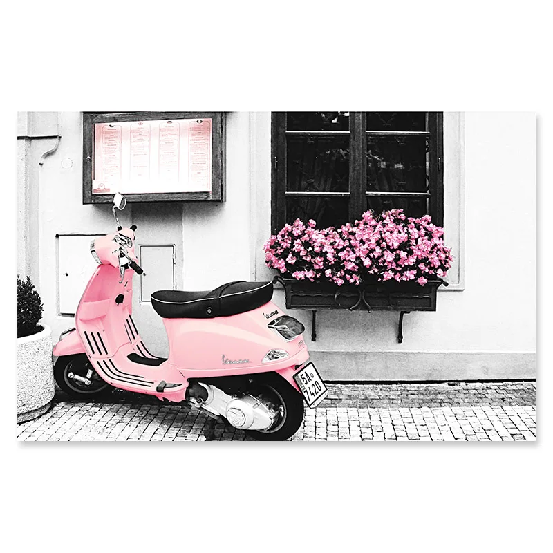 Современные украшения Розовый Прекрасный Электрический автомобиль плакаты и принты цветок море холст Рисование воздушный шар картина для комнаты девушки - Цвет: 04