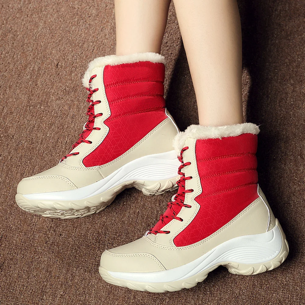 

Women Boots Waterproof Winter Shoes Women Snow Boots Platform Keep Warm Ankle Winter Boots with Thick Fur Heels Botas Mujer