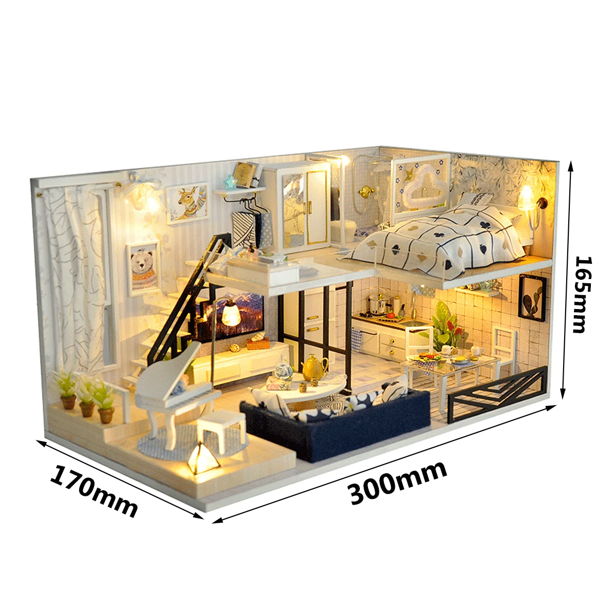 DIY Doll House Wooden Doll Houses With LED Miniature dollhouse Furniture Kit Toys for children Christmas Gift