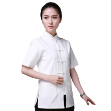 7 цветов Кунг-Фу рубашка с короткими рукавами Китайский традиционный хлопок Костюмы Тан костюм топ тайцзи ушу костюм для Для женщин