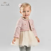 Dave bella/платье для маленьких девочек; весенние платья с длинными рукавами; детское платье для девочек; детское Эксклюзивное Платье для дня рождения; DB8898