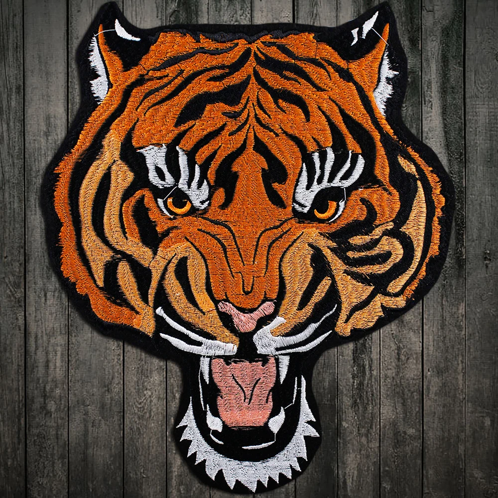 

2pcs New Big tiger head Embroidery lace applique paillette fabric sweater clothes patch sequined stickers t-shirt diy decoration