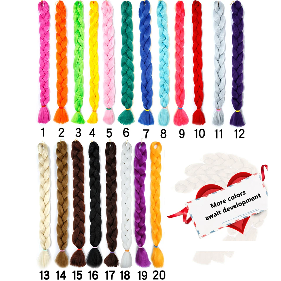 WTB 165g Black Pink Purple 20 Colors 82 Inch Jumbo Braid Hair Braids Pure Color Synthetic Braiding Hair
