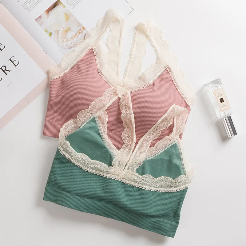 

EFINNY Women Slim Camis Tops Women Lace Bra Tops Underwear Female Cotton Lace Straps Backless Tanks Tops Summer Top