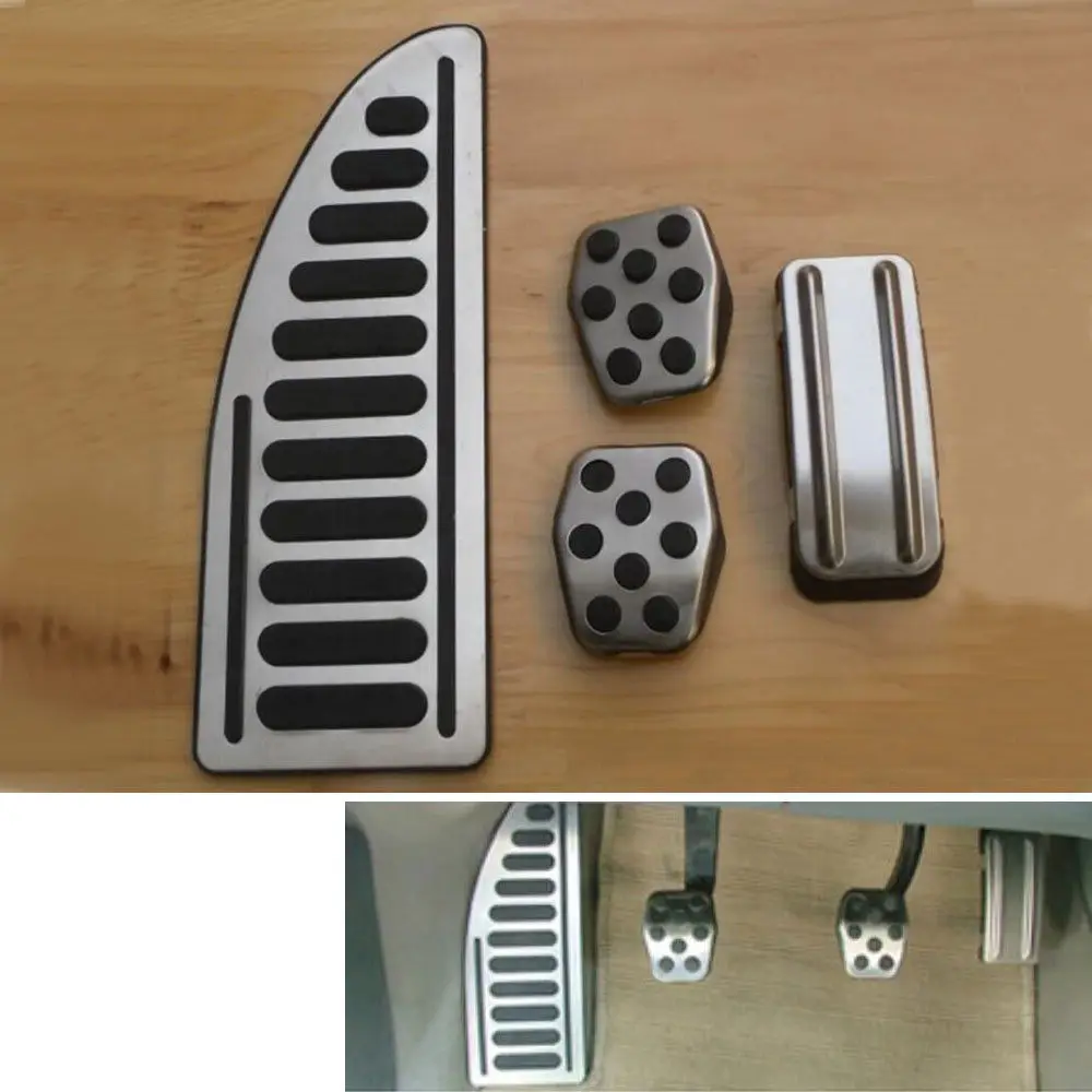 Auto Stainless M/T Foot Pedal Set Foot Rest Cover Pedal Pad Kit Fit for