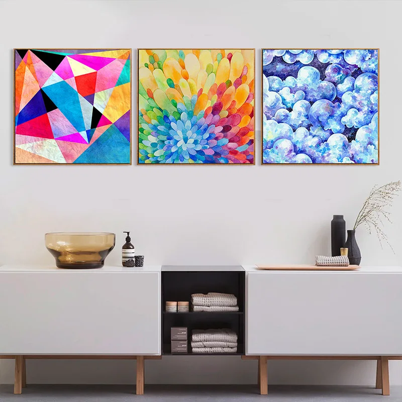 Us 5 82 50 Off Haochu Triptych Undersea Ocean Coral Colorful Crystal Canvas Painting Wall Poster For Living Room Bedroom Background Decor In