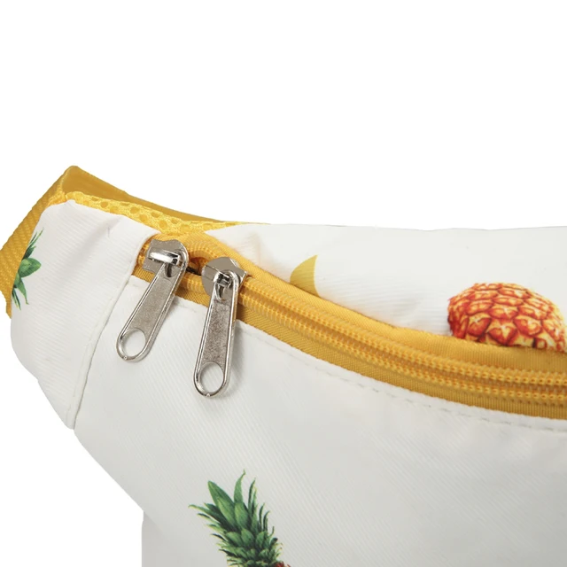 Annmouler Large Capacity Women Waist Packs Cotton Fabric Fanny Packs Pineapple Printed Chest Bag Zipper Phone Belt Bag Hip Bag 3