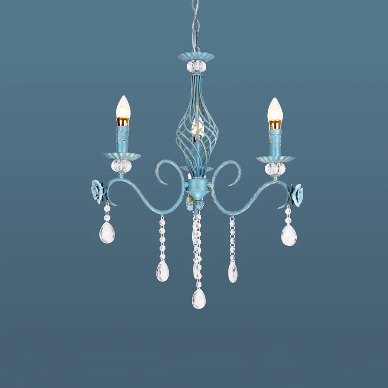 

American Nordic Rustic Rural Flower Crystal Hanglamp Led Hanging 3 Light Pendant Lamp Dining Room Lights Modern Bedroom Lighting