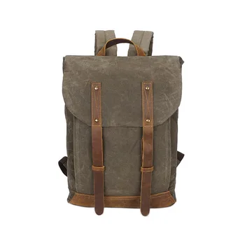 

M210 Luxury Vintage Canvas Backpacks 14" Laptop Oil Wax Canvas Leather Travel Backpack Large Waterproof Daypacks Retro Bagpack