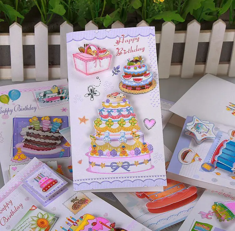 1 лот = 24 шт! Новая модель торт на день рождения открытка/открытка на день рождения/Поздравительные открытки для торжеств открытки с бумажным конвертом