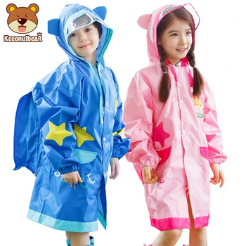

Students Raincoat With School Bags Cool Children Raincoat Waterproof Boys/Girls Rainwear Cartoon Animal Style Kids Rain Coat