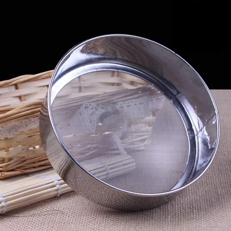 

304 Stainless Steel Flour Sieve Round Shaped Mesh Powder Sieve Pastry Tools Kitchen Bakeware Baking Accessories