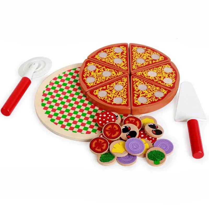  HziriP Pizza Food Safety Wooden Kitchen Toys Pretend Play Baby Early Education Food Toy For Kids Gi