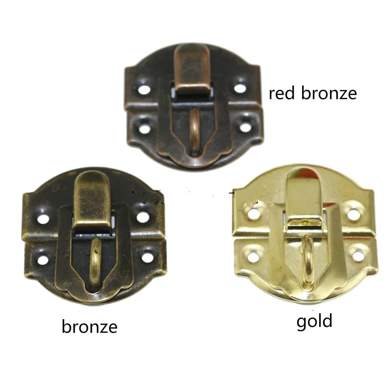 

Antique Red Bronze Hasp Lock Diy Wooden Case Box Buckle Catch Wine Jewelry Box Padlock Gold 27x39MM