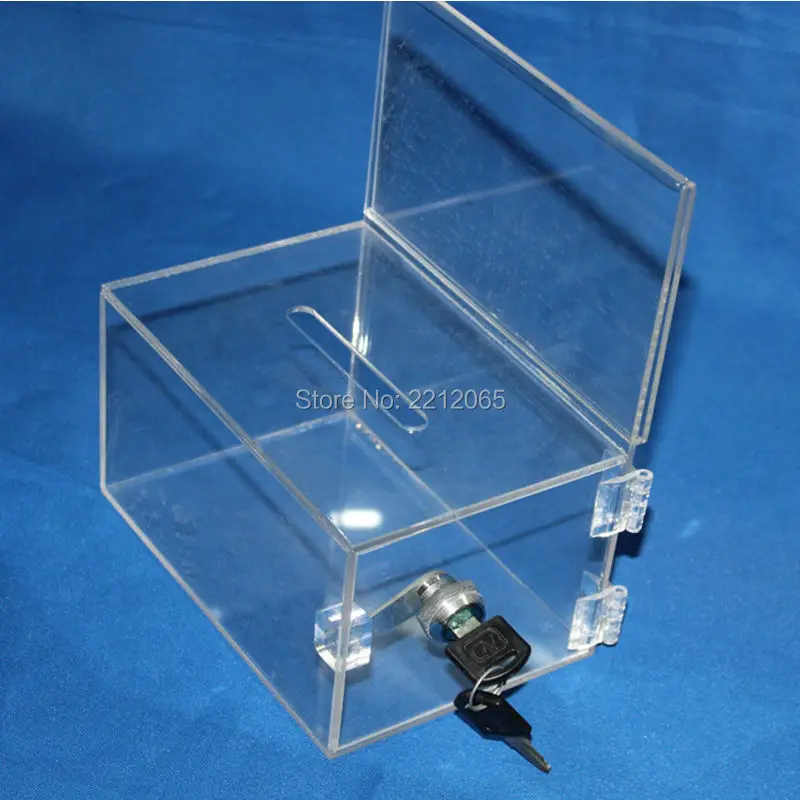 

(Pack/2units) Counter Clear Acrylic Donation & Ballot Box with Lock for Church,Non-profitable,Hospital,School YGB-003