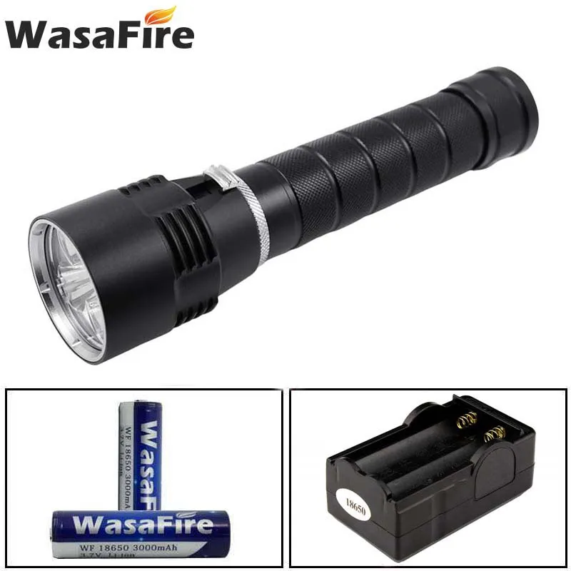 

Wasafire Diving Flashlight 10000 Lumen L2 LED Flash Light Scuba Underwater Torch Waterproof Lantern With 18650 Battery + Charger
