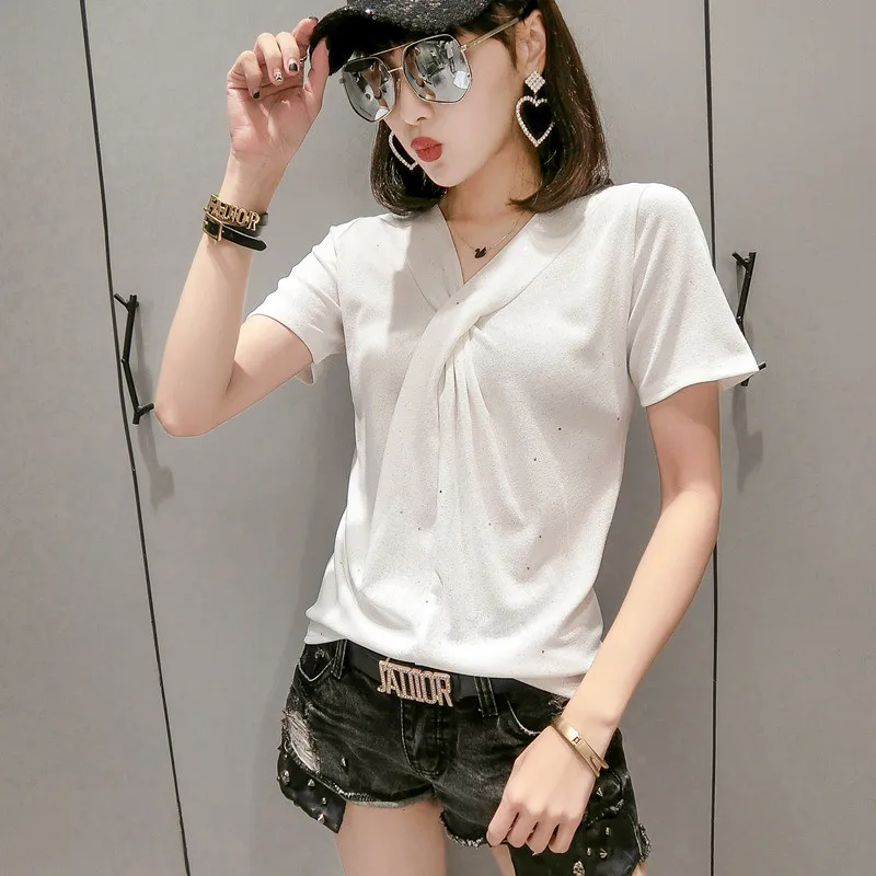 مثير الخامس الرقبة القطن المحملة قمصان الصيف قمم 2019 الأزياء قصيرة الأكمام الشارع الشهير مضحك الكورية بلايز امرأة الملابس مثير الخامس الرقبة القطن المحملة قمصان الصيف قمم 2019 الأزياء قصيرة الأكمام الشارع الشهير مضحك الكورية بلايز امرأة الملابس