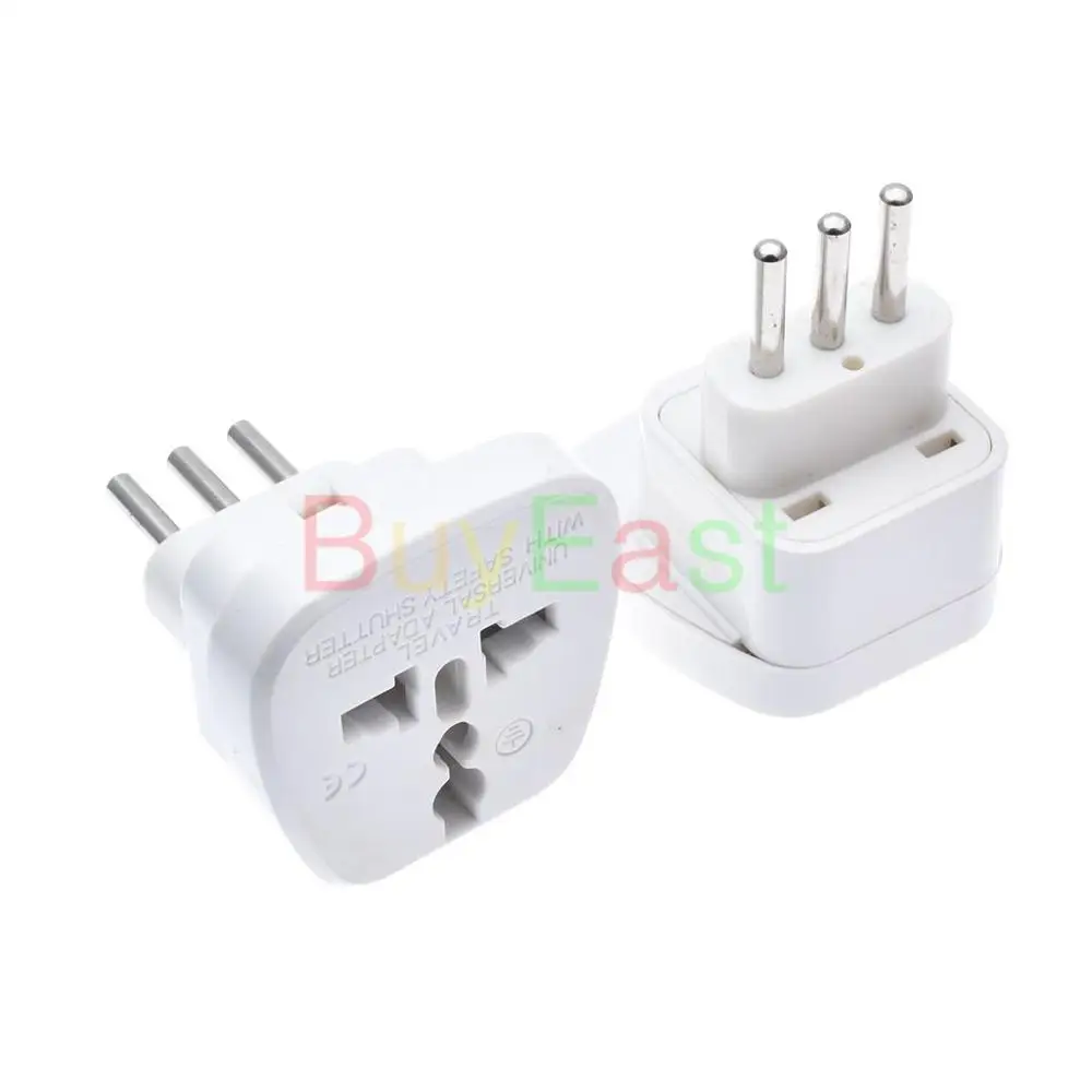 

1 PCS Italian Uruguay 3 -Pin Type L Input Travel Adapter Multi Outlet EU/GE/US/AU/UK AC100~250V 10A With Safety Shutter White