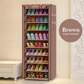 

3 colors 9 Tier Shoe rack Canvas Shoe Stool Storage Rack Rail Shoe Organizer Zipper Permanent Sapateira