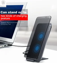 BASEUS Brand Multi-function Qi Wireless Charging Pad Built-in Two Coin Fast Charger For iPhone X /Galaxy S8 /S8 Plus/ Qi Devices