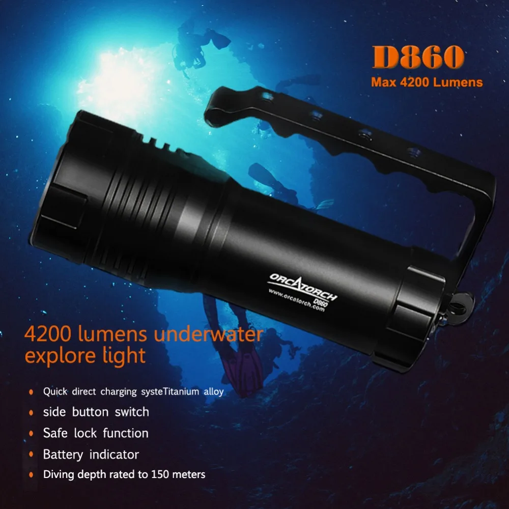 ORCATORCH D860 Underwater Video Photo Light 40W Rechargeable 4200lm