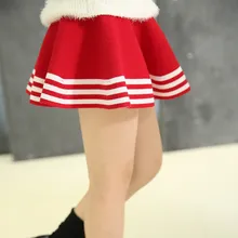 Новая детская одежда для девочек в Корейском стиле; милая детская модная короткая юбка в морскую полоску; цвет красный, черный; шерстяная в полоску