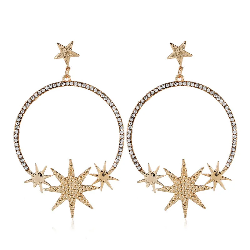 

exaggerated fashion geometric ear jewelry star Moon Earrings dangle earrings trendy big earrings rhinestone earrings