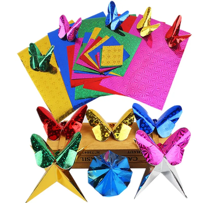 

50pcs Laser Paper Light Colored DIY Handmade Origami Paper Craft Paper Scrapbooking Material For Crane Paper Flower Gift