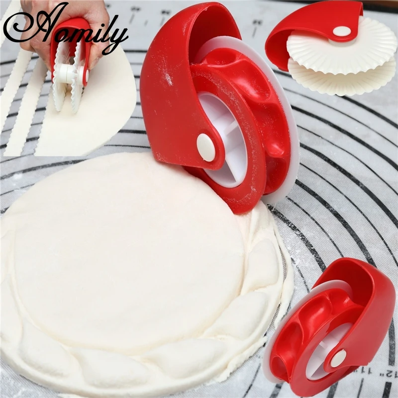 Aomily 2 Styles Twist Wave Rolling Pins Fondant Ribbon Cutter Embosser Set Impression Rolling