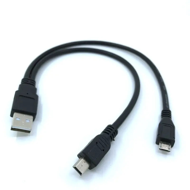 2 в 1 комбо Mini-usb Mini-USB и micro usb 2,0 с эффектом приближения c зарядкой Micro-USB 5 pin разъем кабель Y 30 см 1ft для заряда и синхронизации данных