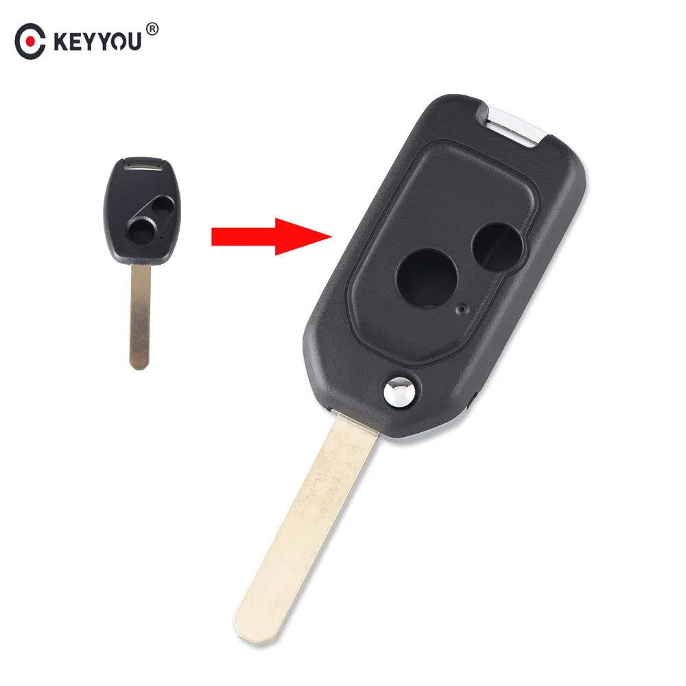 

KEYYOU 2 Buttons Modified Flip Folding Car Remote Key Shell Case Fob For Honda Accord CRV Odyssey CIVIC