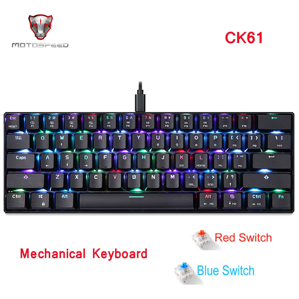 Продажа MOTO speed CK61 игровая механическая клавиатура RGB клавиатура с синим красным переключателем скорость все анти привидения ключи для компьютера ТВ...