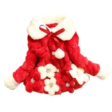 Горячая Распродажа, зимние теплые детские куртки для маленьких девочек, зимний комбинезон, Рождественская верхняя одежда, пальто с цветочным принтом, red-80cm