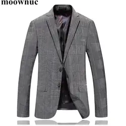 Moownuc Новый Для мужчин пиджаки Для мужчин Бизнес Повседневное серые пиджаки Homme Slim Fit Осень Одежда высшего качества негабаритных пальто S-3XL