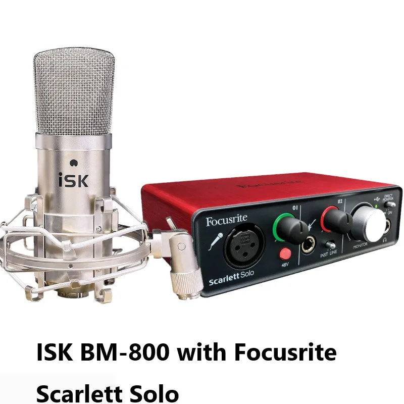 

Focusrite Scarlett Solo(2nd gen)2 input 2 output USB audio interface sound card with ISK BM-800 recording condenser microphone