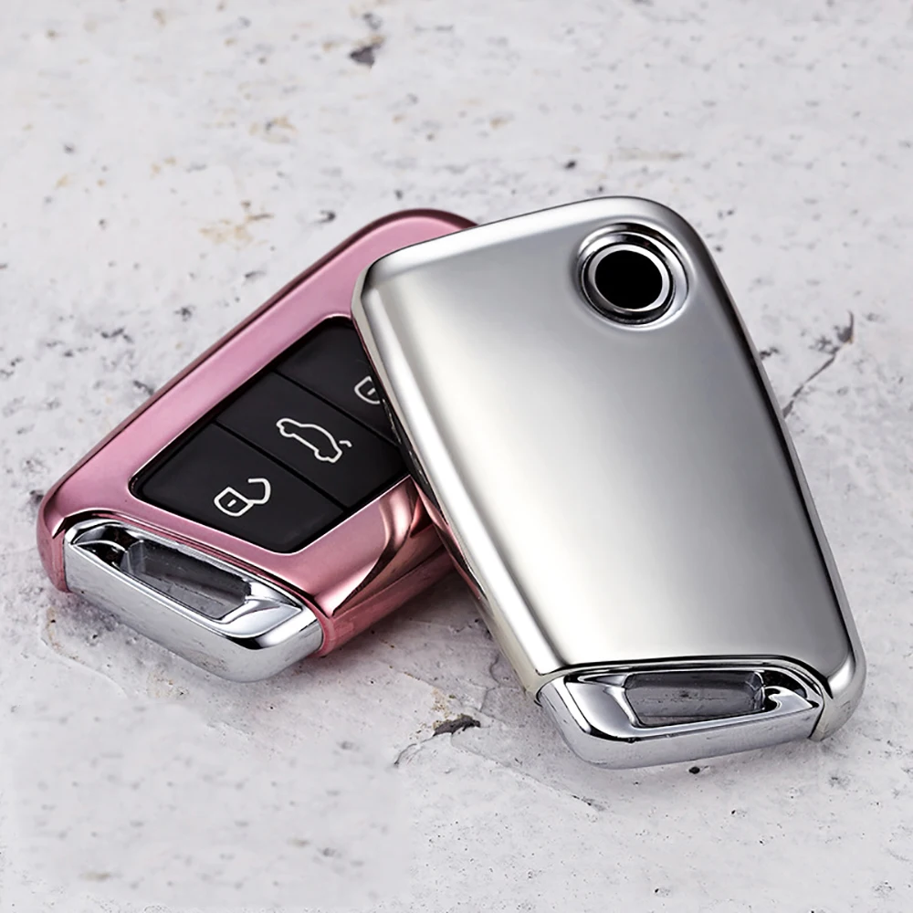 

TPU Protection Car Key Case Auto Remote Key Cover Shell For Volkswagen VW Passat B8 Skoda Superb Car Accessories keychain