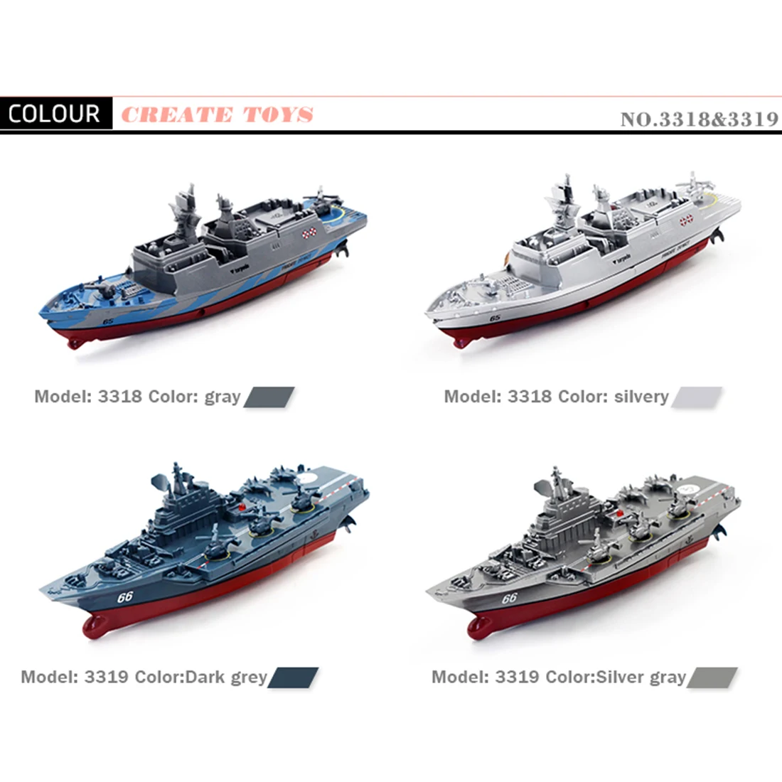 3319 креативная Магическая престижная Военная эмуляционная модель RC лодка Детские игрушки для игры в воде для детей Игрушки для раннего развития-серебристо-серый