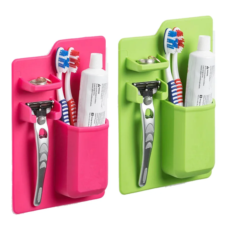Silicone Toothbrush Toothpaste Holder Stand Razor Rack Storage Toiletry Bathroom