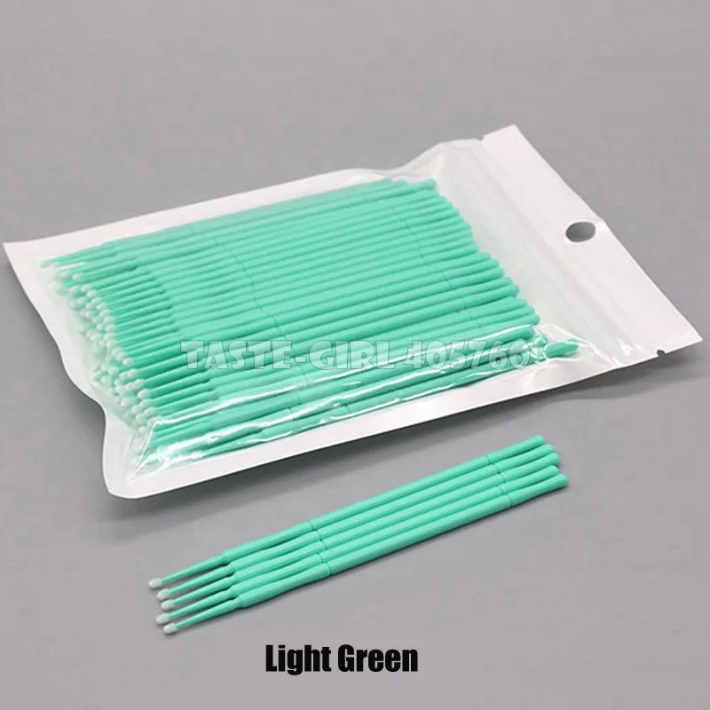 Light Green 100 шт одноразовые ватные тампоны eelashe кисти для чистки тампоны горячее естественное приспособление для снятия ресниц тату микрокисть набор аппликаторов - Цвет: Light Green