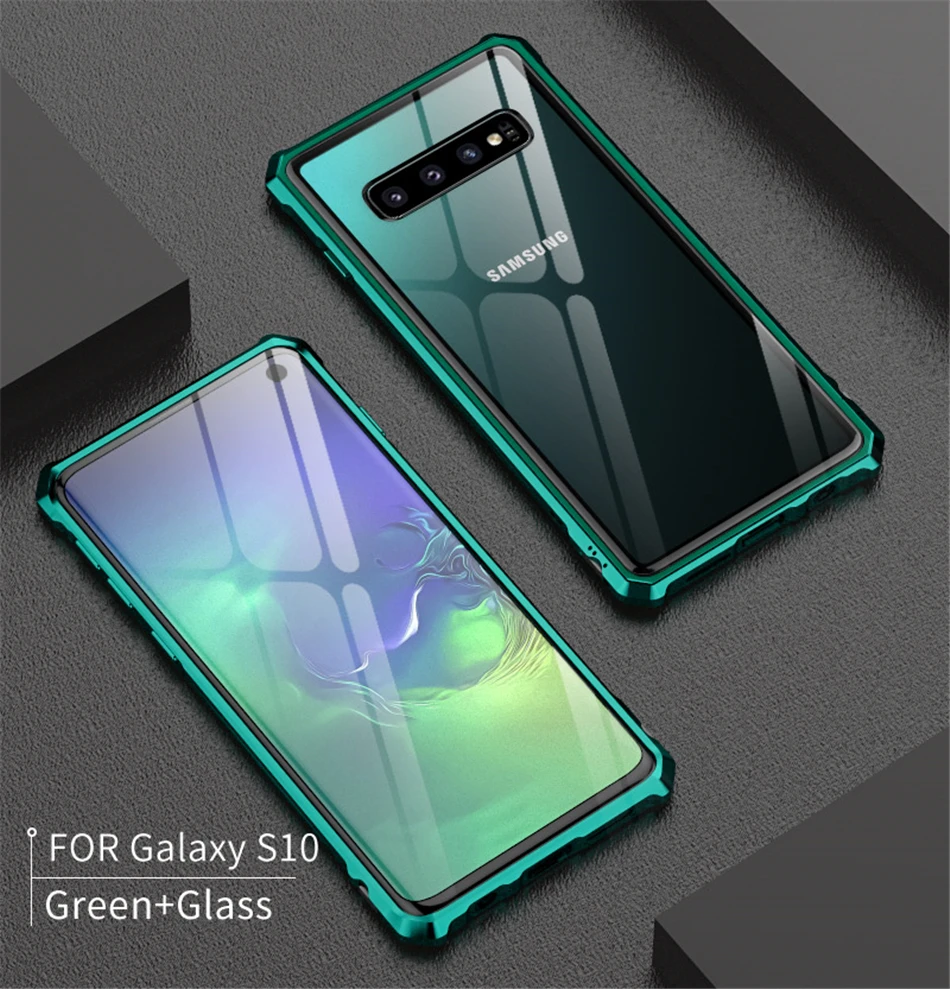 Прозрачный чехол из закаленного стекла для телефона для samsung Galaxy S10+ E S10 Plus S10 Lite противоударный металлический бампер чехол s для S10Plus