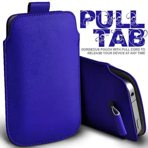 Tab Push& Pull из искусственной кожи чехол для Apple iPhone 4 4S 5C 5S Xiaomi 2S Ультратонкий чехол для телефона - Цвет: Синий